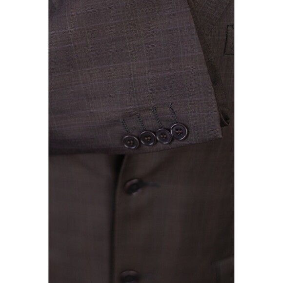 Lanificio A. Rodina Pronto Uomo brown Wool Plaid Blazer  Sz 40R Super 120s - Picture 8 of 15
